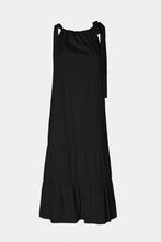 Load image into Gallery viewer, DRESS IN STRETCHY COTTON POPLIN WITH GATHERED NECKLINE AND FLOUNCES