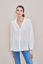Load image into Gallery viewer, CREPE SHIRT WITH MANDARIN COLLAR AND RUCHED YOKE