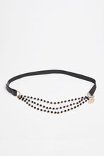 Load image into Gallery viewer, BEJEWELLED BELT WITH 3 ROWS OF FACETED BLACK PEARLS