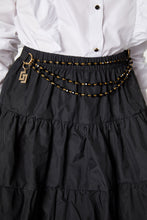 Load image into Gallery viewer, BEJEWELLED BELT WITH 3 ROWS OF FACETED BLACK PEARLS