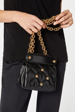 Load image into Gallery viewer, FAUX LEATHER MINI PUFFER BAG WITH DIAMOND STITCHING AND STUDS