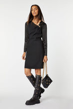 Load image into Gallery viewer, ASYMMETRIC NECKLINE MIDI DRESS IN STRETCHY VISCOSE CREPE