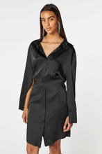 Load image into Gallery viewer, COLLARED DRESS IN STRETCHY SATIN