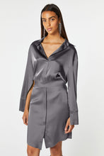 Load image into Gallery viewer, COLLARED DRESS IN STRETCHY SATIN