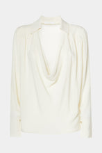 Load image into Gallery viewer, CREPE DE CHINE DRAPED SHIRT WITH COWL NECK