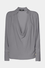 Load image into Gallery viewer, CREPE DE CHINE DRAPED SHIRT WITH COWL NECK