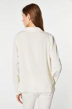 Load image into Gallery viewer, CREPE DE CHINE DRAPED SHIRT WITH COWL NECK