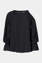 Load image into Gallery viewer, CREPE DE CHINE BLOUSE WITH CUT-OUT SHOULDER DETAIL
