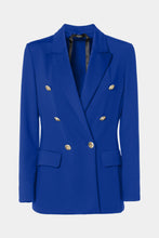 Load image into Gallery viewer, DOUBLE-BREASTED BLAZER IN ENGINEERED STRETCHY JERSEY WITH GOLD HERALDRY BUTTONS