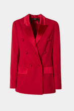 Load image into Gallery viewer, DOUBLE-BREASTED BLAZER IN VISCOSE CREPE WITH ENVERS SATIN DETAILS