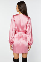 Load image into Gallery viewer, BELTED ROBE DRESS IN STRETCHY SATIN