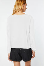 Load image into Gallery viewer, CREPE DE CHINE TOP WITH RHINESTONE DETAILS AT THE NECKLINE