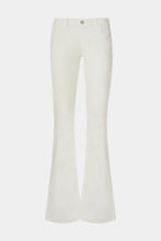 Load image into Gallery viewer, BELL BOTTOM JEANS IN STRETCHY COTTON GABERDINE WITH BEJEWELLED BUTTONS