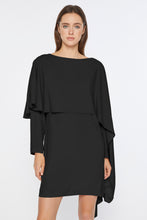 Load image into Gallery viewer, CRÊPE DE CHINE SHORT DRESS WITH DRAPED CAPE