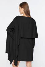 Load image into Gallery viewer, CRÊPE DE CHINE SHORT DRESS WITH DRAPED CAPE