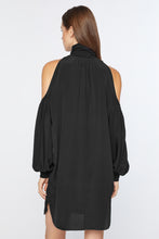 Load image into Gallery viewer, CRÊPE DE CHINE DRESS WITH CUT-OUT AND JERSEY DETAILS