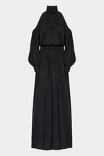 Load image into Gallery viewer, CRÊPE DE CHINE LONG DRESS WITH CUT-OUT AND JERSEY DETAILS