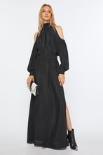 Load image into Gallery viewer, CRÊPE DE CHINE LONG DRESS WITH CUT-OUT AND JERSEY DETAILS