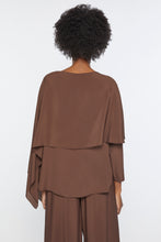 Load image into Gallery viewer, CRÊPE DE CHINE V-NECK TOP WITH DRAPED CAPE
