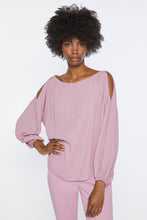 Load image into Gallery viewer, CRÊPE DE CHINE BOATNECK TOP WITH CUT-OUT DETAILS