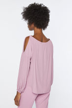 Load image into Gallery viewer, CRÊPE DE CHINE BOATNECK TOP WITH CUT-OUT DETAILS