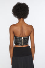 Load image into Gallery viewer, FAUX LEATHER TOP WITH UNPADDED SHOULDERS