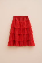 Load image into Gallery viewer, FLOUNCY FLARED SKIRT IN TULLE WITH SEWN-ON G MEDAL