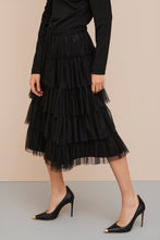 Load image into Gallery viewer, FLOUNCY FLARED SKIRT IN TULLE WITH SEWN-ON G MEDAL