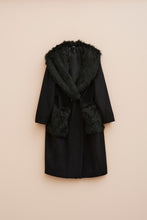 Load image into Gallery viewer, EGG-SHAPED COAT IN HEAVY CASHMERE WOOL WITH FAUX FOX FUR DETAILS