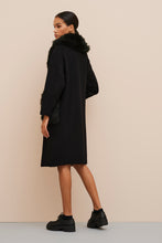Load image into Gallery viewer, EGG-SHAPED COAT IN HEAVY CASHMERE WOOL WITH FAUX FOX FUR DETAILS