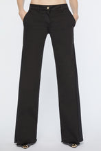 Load image into Gallery viewer, FLARED JEANS IN STRETCH COTTON GABARDINE WITH CRÊPE DE CHINE EMBELLISHMENTS ON THE SIDES