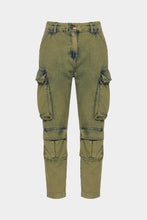 Load image into Gallery viewer, ACID-WASH CARGO DENIM PANTS WITH DOUBLE POCKET