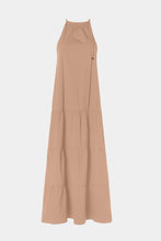 Load image into Gallery viewer, HALTER NECK MAXI DRESS IN STRETCHY POPLIN WITH FLOUNCES AND DRAWSTRING