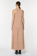 Load image into Gallery viewer, HALTER NECK MAXI DRESS IN STRETCHY POPLIN WITH FLOUNCES AND DRAWSTRING