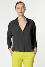 Load image into Gallery viewer, BOXY V-NECK COLLARED SHIRT IN CRÊPE DE CHINE WITH Ÿ SLEEVES