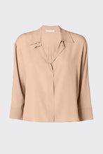 Load image into Gallery viewer, BOXY V-NECK COLLARED SHIRT IN CRÊPE DE CHINE WITH Ÿ SLEEVES