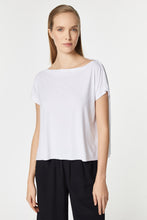 Load image into Gallery viewer, CREW NECK CROPPED TOP IN LIGHT STRETCHY VISCOSE JERSEY