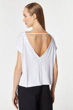 Load image into Gallery viewer, CREW NECK CROPPED TOP IN LIGHT STRETCHY VISCOSE JERSEY