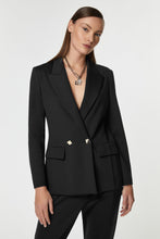 Load image into Gallery viewer, DOUBLE-BREASTED BLAZER IN STRETCHY TECHNICAL JERSEY WITH GOLD BUTTONS