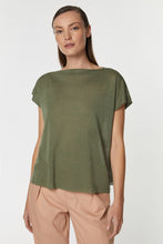 Load image into Gallery viewer, CREW NECK CROPPED TOP IN LINEN/VISCOSE JERSEY