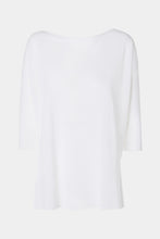 Load image into Gallery viewer, CREW NECK TOP IN LINEN/VISCOSE JERSEY WITH A PLUNGING V-NECK AT THE BACK