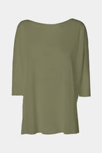 Load image into Gallery viewer, CREW NECK TOP IN LINEN/VISCOSE JERSEY WITH A PLUNGING V-NECK AT THE BACK