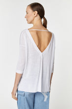 Load image into Gallery viewer, CREW NECK TOP IN LINEN/VISCOSE JERSEY WITH A PLUNGING V-NECK AT THE BACK