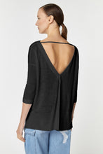 Load image into Gallery viewer, CREW NECK TOP IN LINEN/VISCOSE JERSEY WITH A PLUNGING V-NECK AT THE BACK