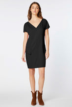 Load image into Gallery viewer, EGG-SHAPED DRESS IN STRETCHY VISCOSE CREPE WITH DOUBLE V NECK