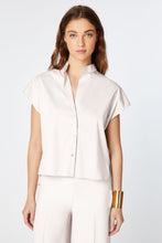 Load image into Gallery viewer, BOXY SLEEVELESS SHIRT IN STRETCHY COTTON POPLIN WITH MANDARIN COLLAR