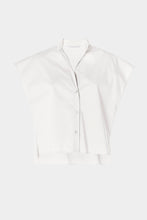 Load image into Gallery viewer, BOXY SLEEVELESS SHIRT IN STRETCHY COTTON POPLIN WITH MANDARIN COLLAR