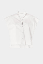 Load image into Gallery viewer, BOXY SLEEVELESS SHIRT IN STRETCHY COTTON POPLIN WITH MANDARIN COLLAR