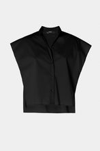 Load image into Gallery viewer, BOXY SLEEVELESS SHIRT IN STRETCHY COTTON POPLIN WITH MANDARIN COLLAR