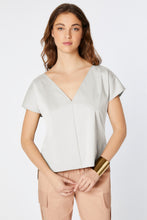 Load image into Gallery viewer, BOXY TOP IN STRETCHY COTTON POPLIN WITH DOUBLE V NECK